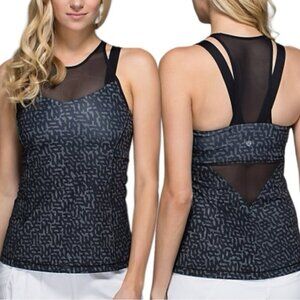 Lululemon Running In The City Tank Size 4 Black Gray Mesh